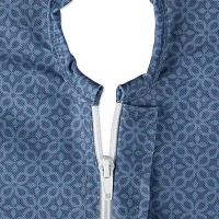 Design Imports French Blue Tonal Lattice Print Outdoor  With Zipper Tablecloths