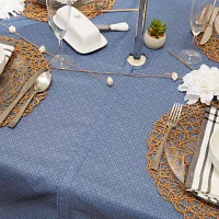 Design Imports French Blue Tonal Lattice Print Outdoor  With Zipper Tablecloths