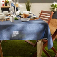 Design Imports French Blue Tonal Lattice Print Outdoor  With Zipper Tablecloths