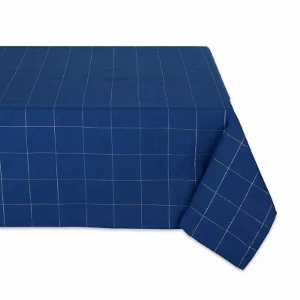 Design Imports Blue Metallic Windowpane Tablecloths