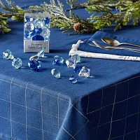 Design Imports Blue Metallic Windowpane Tablecloths