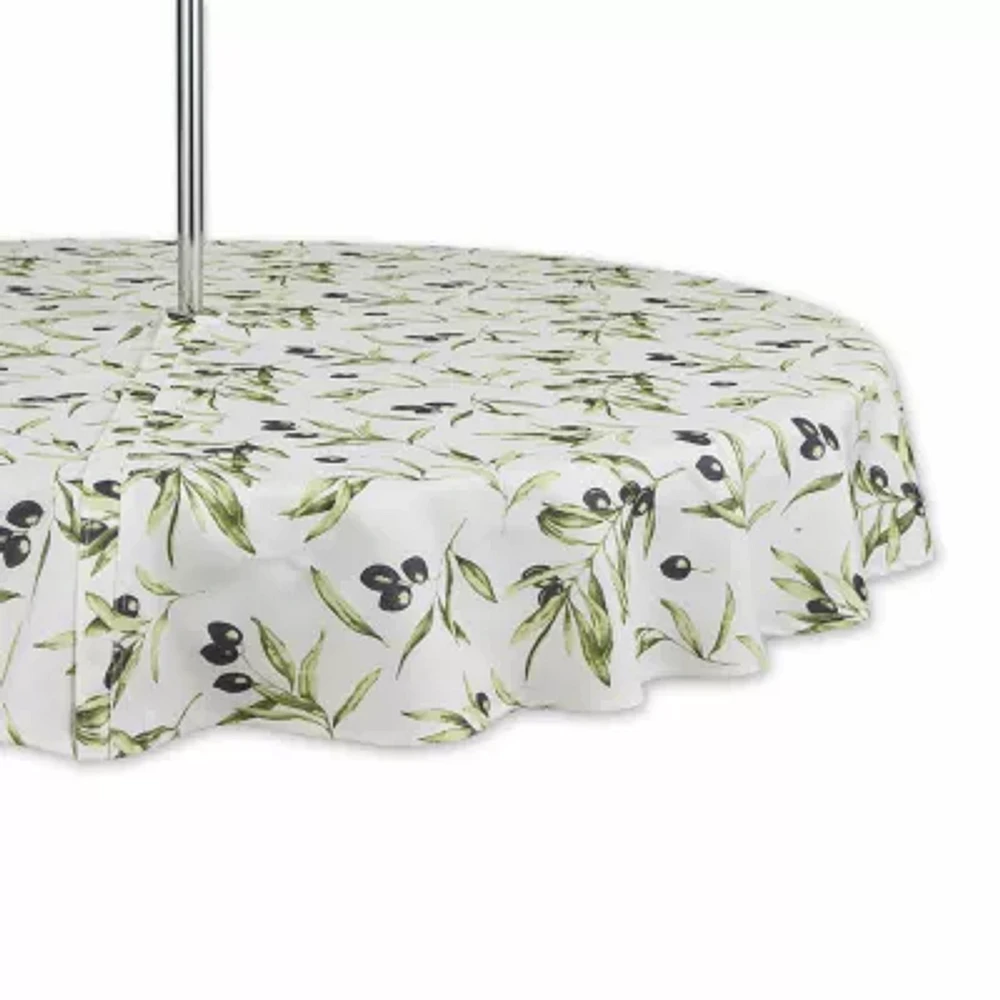 Design Imports Olives Print Outdoor With Zipper Tablecloths