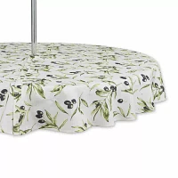 Design Imports Olives Print Outdoor With Zipper Tablecloths