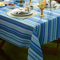 Design Imports Blue Ocean Stripe Print Outdoor  With Zipper Tablecloths