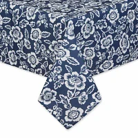 Design Imports Nautical Blue Floral Print Outdoor  With Zipper Tablecloths