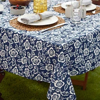 Design Imports Nautical Blue Floral Print Outdoor  With Zipper Tablecloths