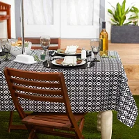 Design Imports Black Ikat Outdoor  With Zipper Tablecloths