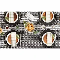 Design Imports Black Ikat Outdoor  With Zipper Tablecloths