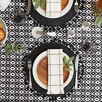 Design Imports Black Ikat Outdoor  With Zipper Tablecloths