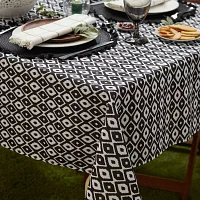 Design Imports Black Ikat Outdoor  With Zipper Tablecloths