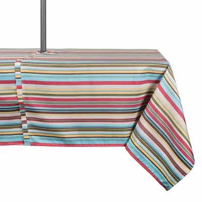 Design Imports Summer Stripe Outdoor With Zipper Tablecloths