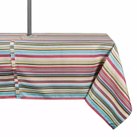 Design Imports Summer Stripe Outdoor  With Zipper Tablecloth