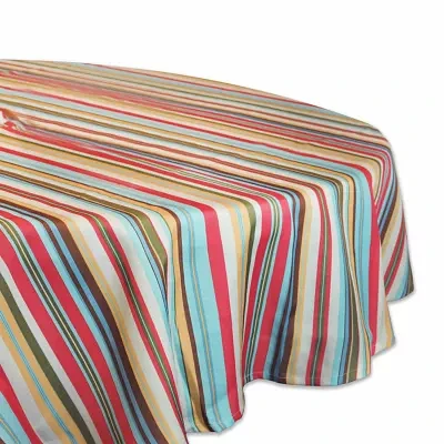 Design Imports Summer Stripe Outdoor With Zipper Tablecloths