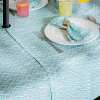 Design Imports Aqua Diamond Outdoor  With Zipper Tablecloths