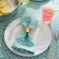 Design Imports Aqua Diamond Outdoor  With Zipper Tablecloths