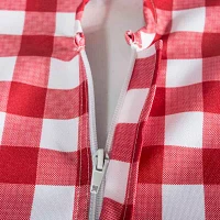 Design Imports Tango Red Check Round Outdoor With Zipper Tablecloths