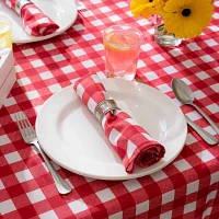Design Imports Tango Red Check Round Outdoor With Zipper Tablecloths