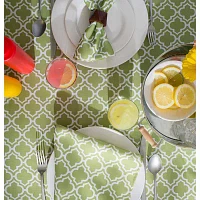 Design Imports Green Lattice Outdoor Tablecloths