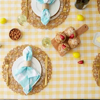 Design Imports Yellow/White Checkers Tablecloths