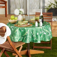 Design Imports Banana Leaf Round Outdoor With Zipper Tablecloth