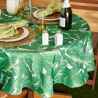 Design Imports Banana Leaf Round Outdoor With Zipper Tablecloth