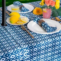 Design Imports Blue Ikat Outdoor  With Zipper Tablecloths