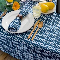 Design Imports Blue Ikat Outdoor Tablecloths