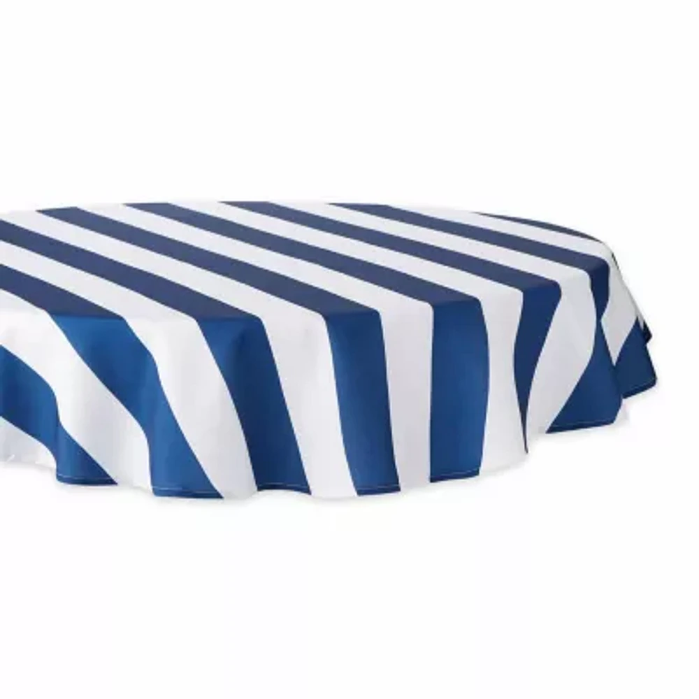 Design Imports Nautical Blue Cabana Stripe Outdoor Tablecloths