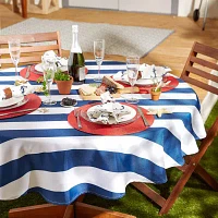 Design Imports Nautical Blue Cabana Stripe Outdoor Tablecloths