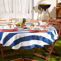 Design Imports Nautical Blue Cabana Stripe Outdoor Tablecloths