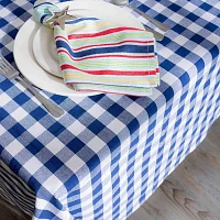 Design Imports Navy/Off-White Checkers Tablecloths