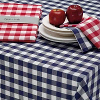 Design Imports Navy/Off-White Checkers Tablecloths