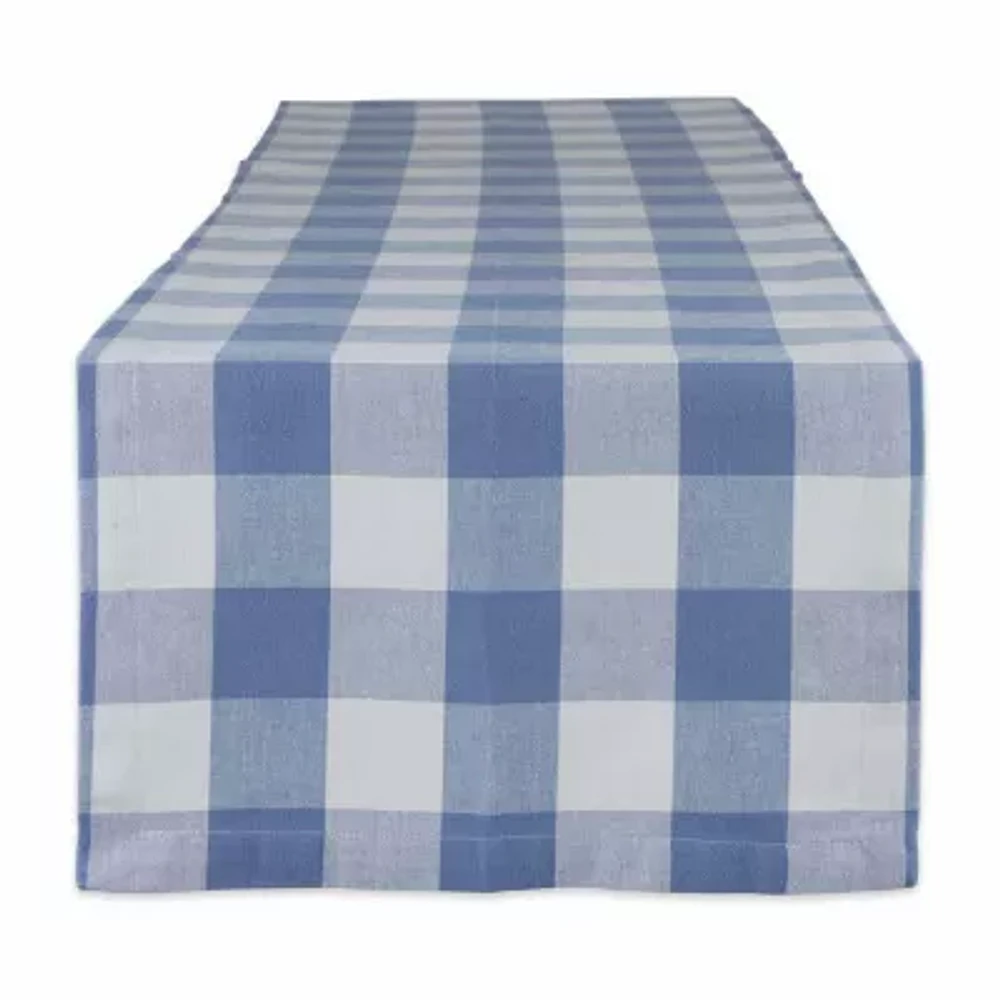 Design Imports Stonewash Blue Buffalo Check Table Runners