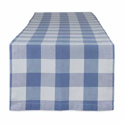 Design Imports Stonewash Blue Buffalo Check Table Runners