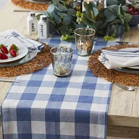 Design Imports Stonewash Blue Buffalo Check Table Runners