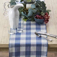 Design Imports Stonewash Blue Buffalo Check Table Runners