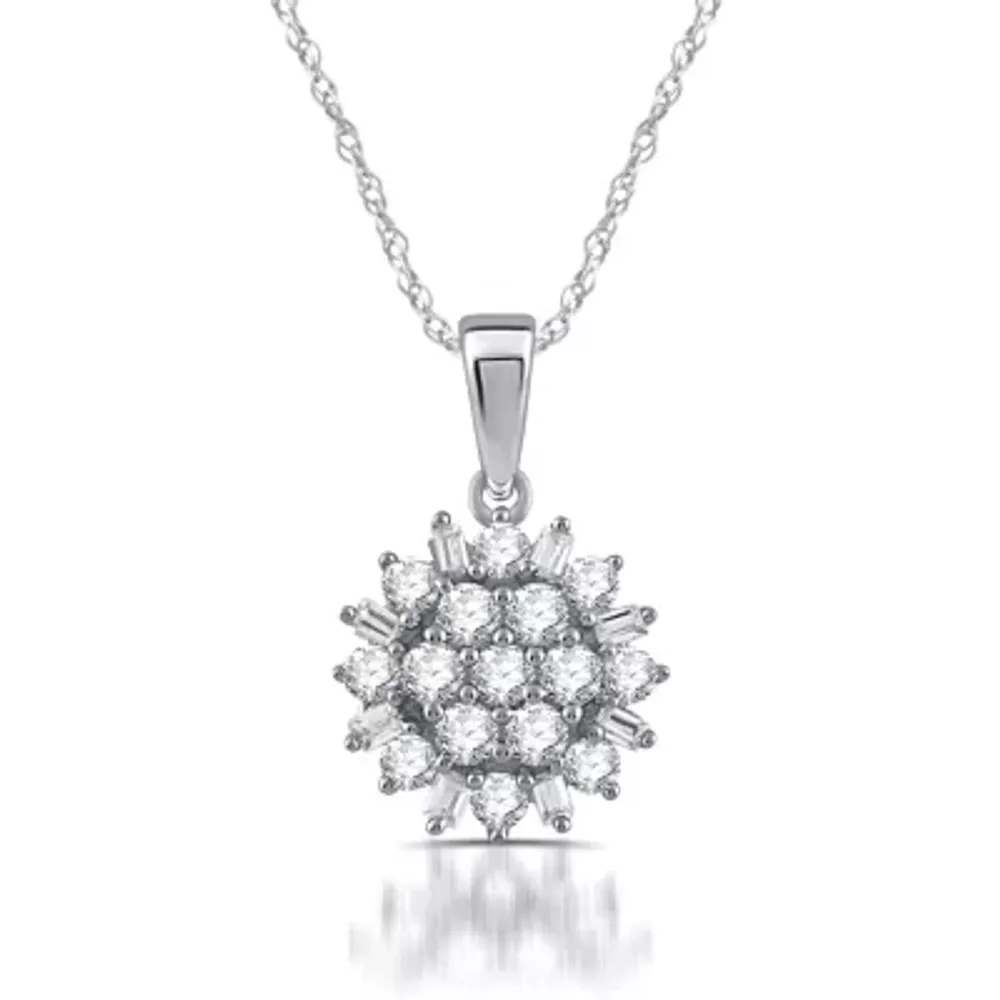 Diamond Blossom Starburst Womens 1/2 CT. T.W. Natural White Diamond 10K Gold Star Pendant Necklaces