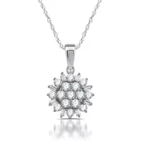 Diamond Blossom Starburst Womens 1/2 CT. T.W. Natural White Diamond 10K Gold Star Pendant Necklace