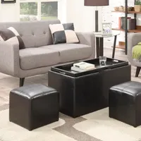 Convenience Concepts Sheridan Storage Bench w/ 2 Side Ottomans