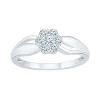 Womens CT. T.W. Mined White Diamond 10K Gold Cluster Cocktail Ring