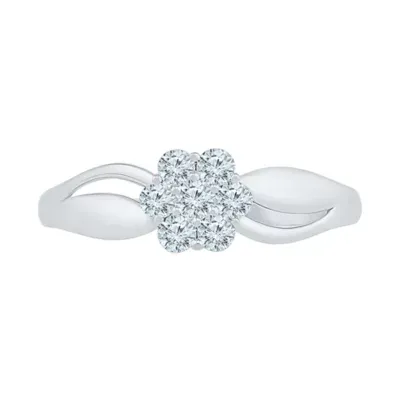 Womens CT. T.W. Mined White Diamond 10K Gold Cluster Cocktail Ring