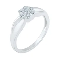 Womens CT. T.W. Mined White Diamond 10K Gold Cluster Cocktail Ring