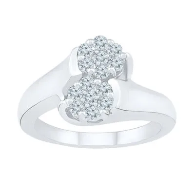 Womens / CT. T.W. Natural White Diamond 10K Gold Flower Cluster Cocktail Ring