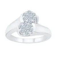 Womens 1/2 CT. T.W. Natural White Diamond 10K Gold Flower Cluster Cocktail Ring