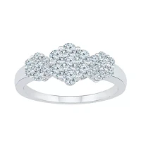 Womens 3/4 CT. T.W. Natural White Diamond 10K Gold Flower Cluster Cocktail Ring