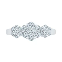 Womens 3/4 CT. T.W. Natural White Diamond 10K Gold Flower Cluster Cocktail Ring