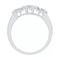 Womens 3/4 CT. T.W. Natural White Diamond 10K Gold Flower Cluster Cocktail Ring