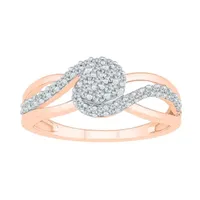 Womens 1/3 CT. T.W. Mined White Diamond 10K Rose Gold Cluster Cocktail Ring