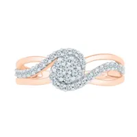 Womens 1/3 CT. T.W. Mined White Diamond 10K Rose Gold Cluster Cocktail Ring