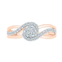 Womens 1/3 CT. T.W. Natural White Diamond 10K Rose Gold Cluster Cocktail Ring